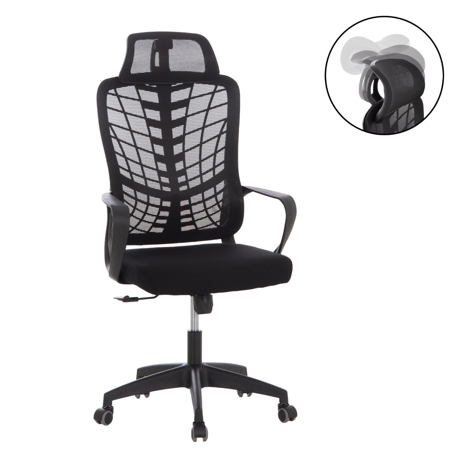 OFFICE CHAIR ELVAR HM1219.01 BLACK MESH--POLYPROPYLENE BASE 63x56x125Hcm.