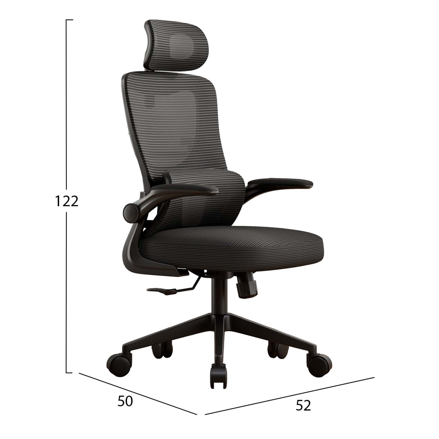 OFFICE CHAIR KESI HM1222.01 BLACK MESH FABRIC & PP 52x50x122Hcm.