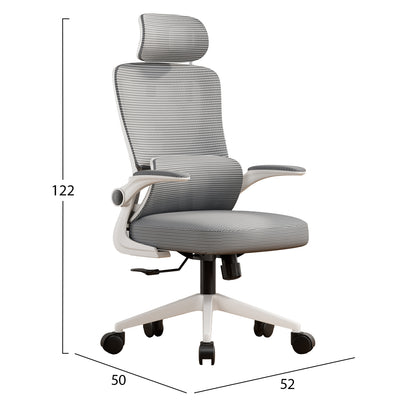 OFFICE CHAIR KESI HM1222.02 LIGHT GREY MESH FABRIC--WHITE PP 52x50x122Hcm.