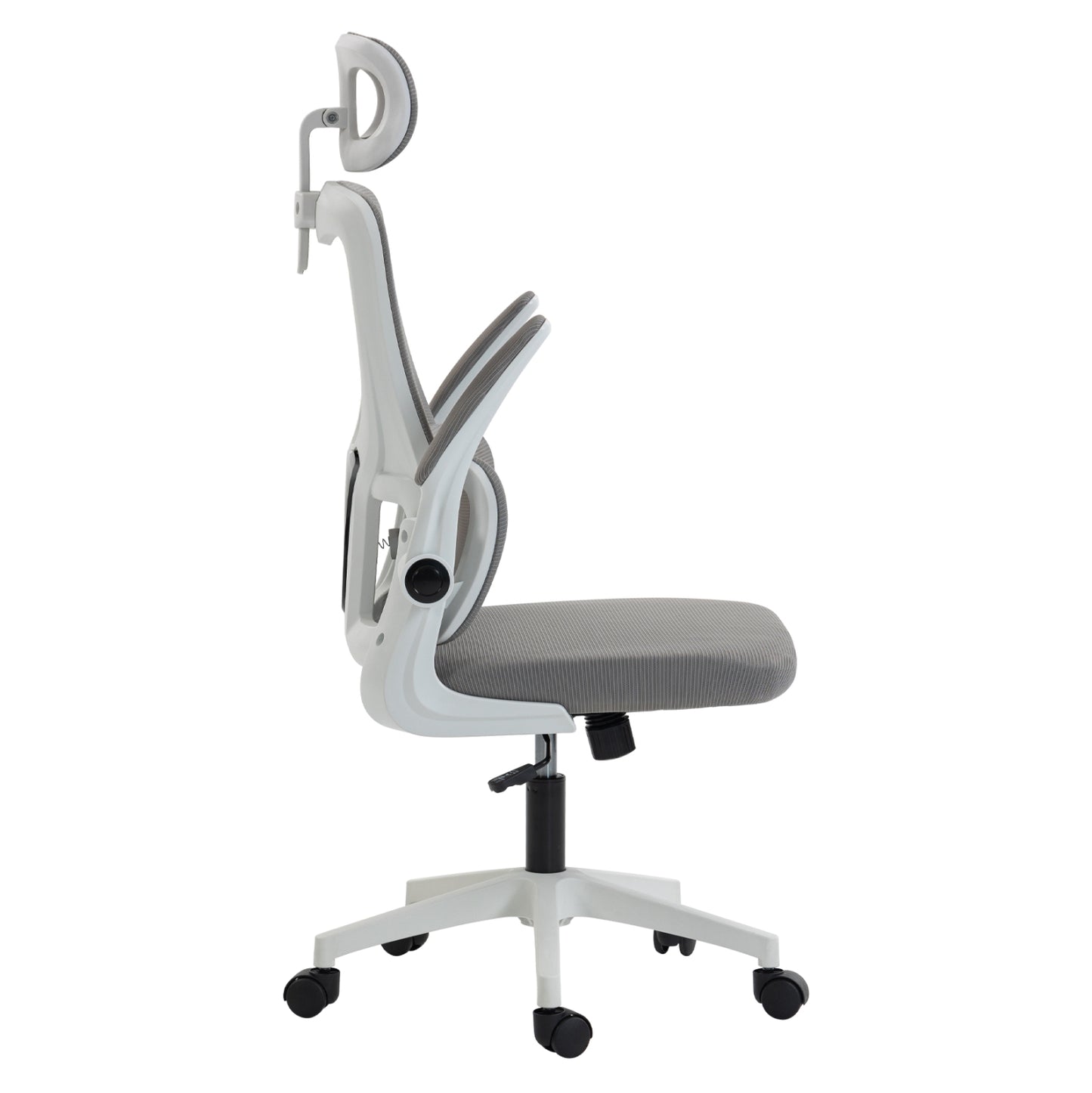 OFFICE CHAIR KESI HM1222.02 LIGHT GREY MESH FABRIC--WHITE PP 52x50x122Hcm.