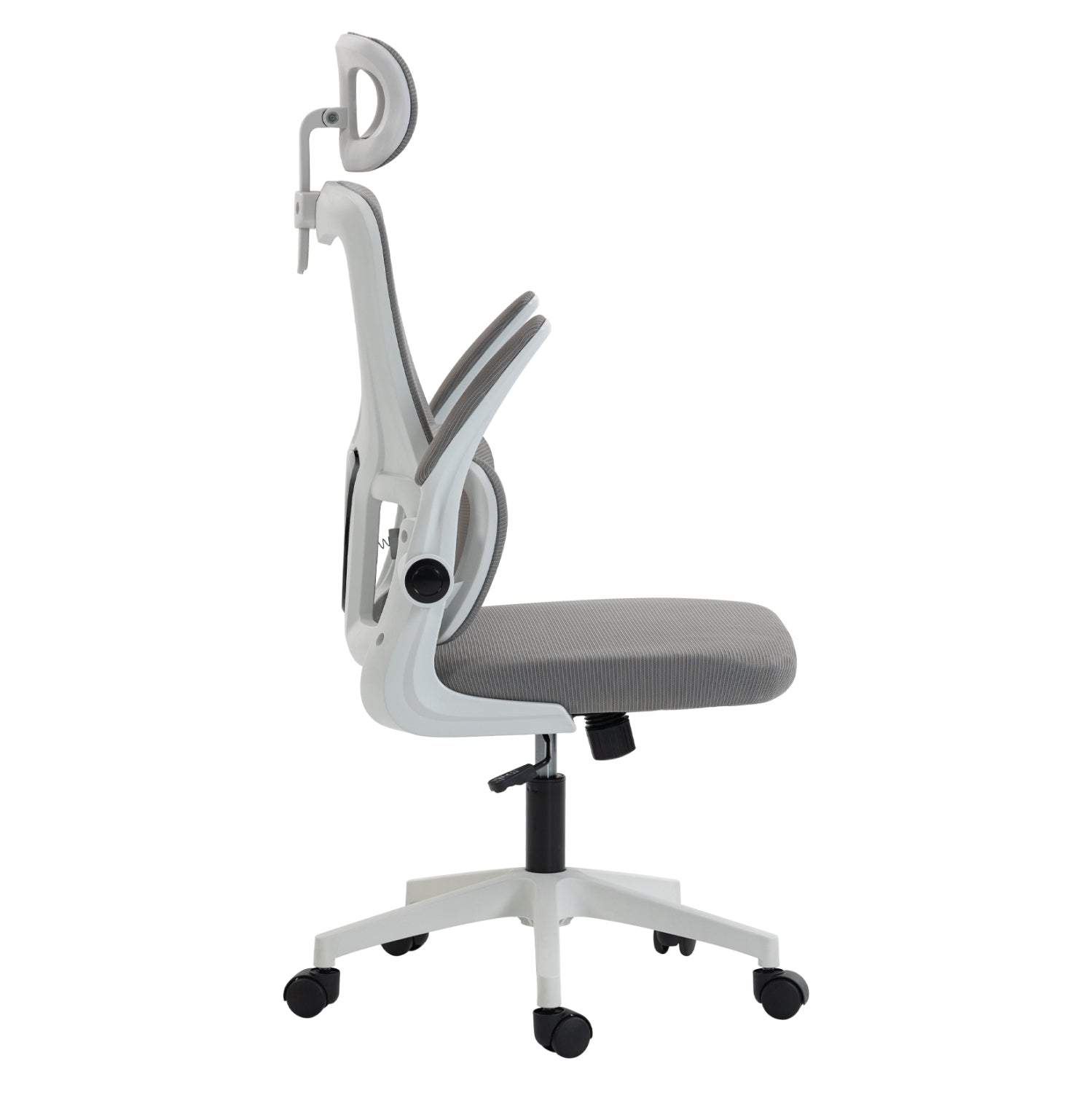 OFFICE CHAIR KESI HM1222.02 LIGHT GREY MESH FABRIC--WHITE PP 52x50x122Hcm.