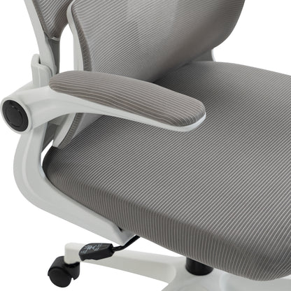 OFFICE CHAIR KESI HM1222.02 LIGHT GREY MESH FABRIC--WHITE PP 52x50x122Hcm.