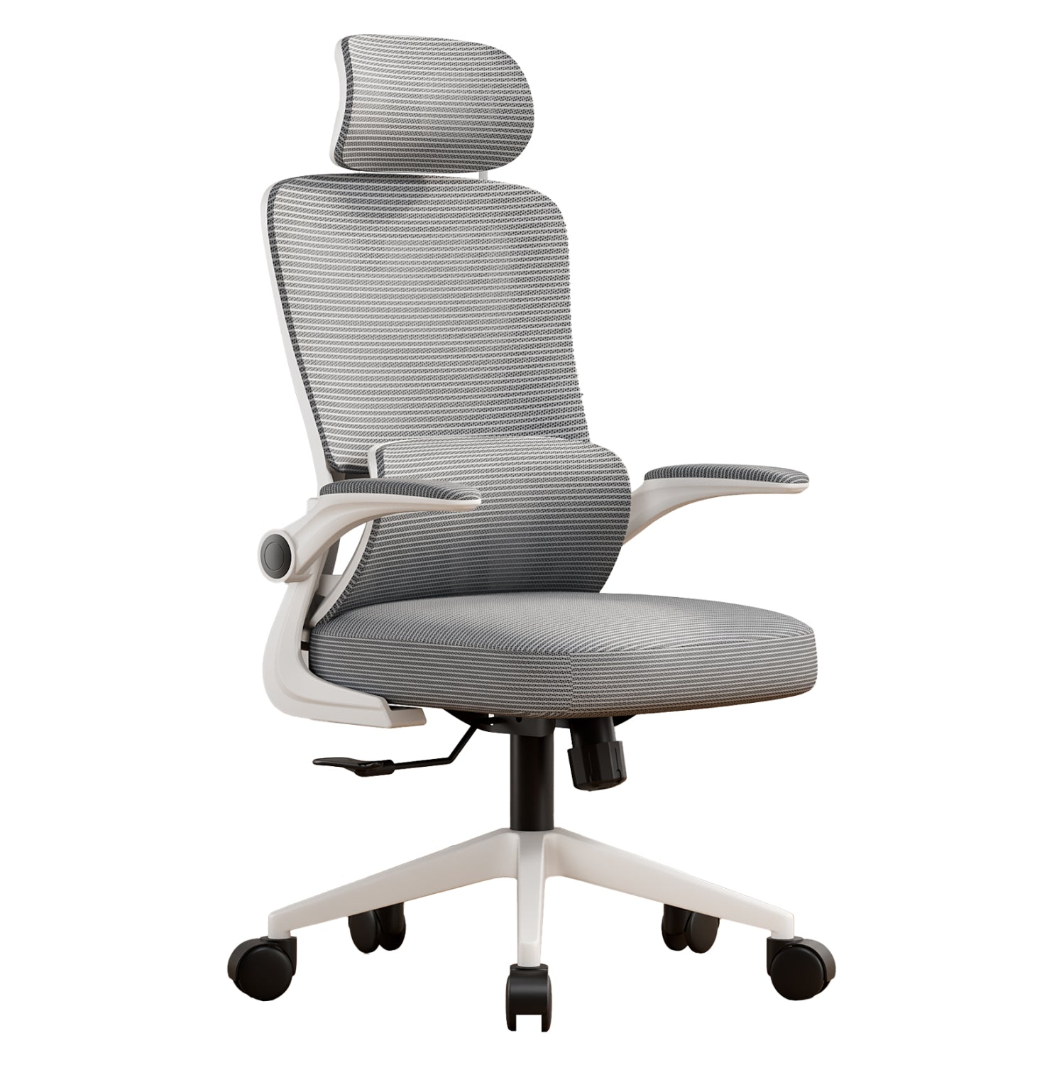 OFFICE CHAIR KESI HM1222.02 LIGHT GREY MESH FABRIC--WHITE PP 52x50x122Hcm.