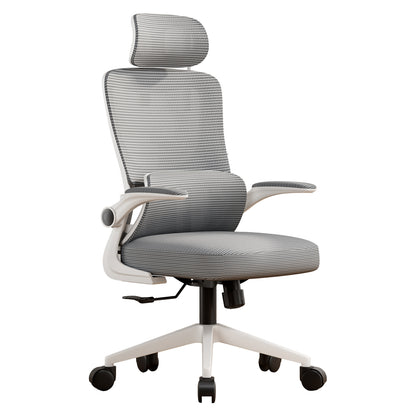OFFICE CHAIR KESI HM1222.02 LIGHT GREY MESH FABRIC--WHITE PP 52x50x122Hcm.