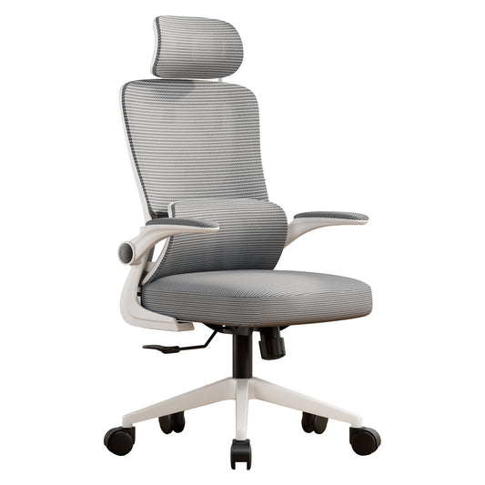 OFFICE CHAIR KESI HM1222.02 LIGHT GREY MESH FABRIC--WHITE PP 52x50x122Hcm.
