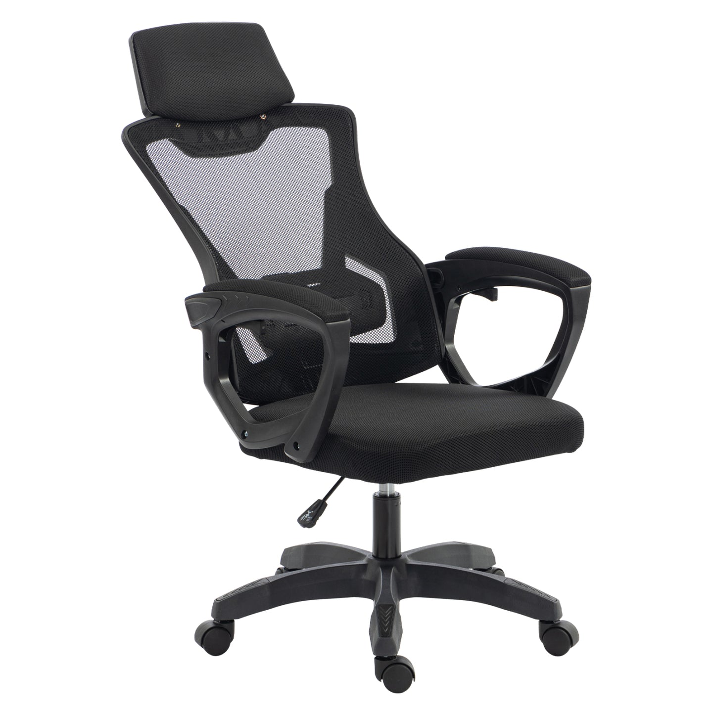 OFFICE CHAIR SALAS HM1223.01 POLYPROPYLENE & MESH IN BLACK 60x60x118-128Hcm.