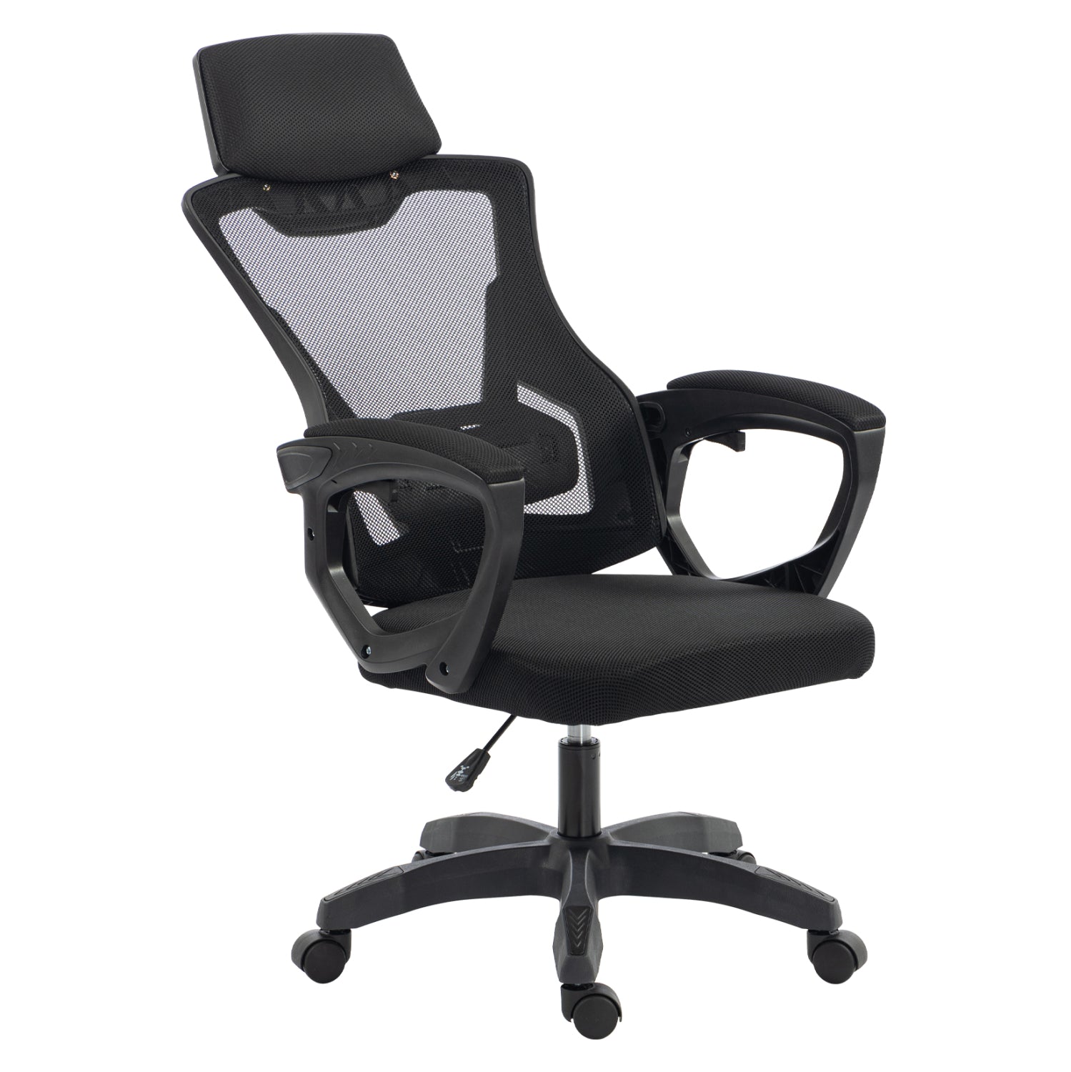 OFFICE CHAIR SALAS HM1223.01 POLYPROPYLENE & MESH IN BLACK 60x60x118-128Hcm.