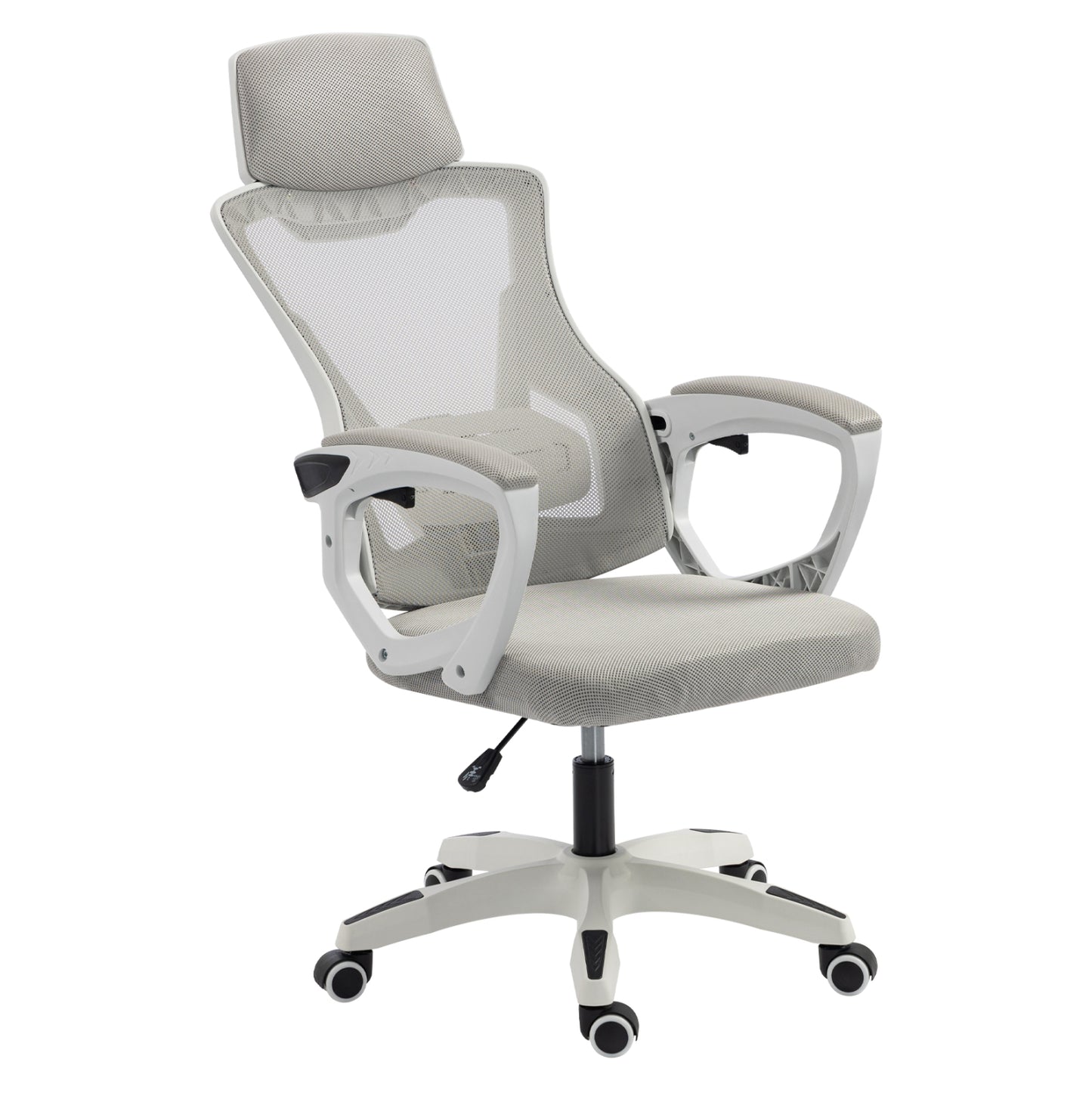 OFFICE CHAIR SALAS HM1223.02 P.P. IN WHITE--MESH FABRIC IN LIGHT GREY 60x60x118-128Hcm.