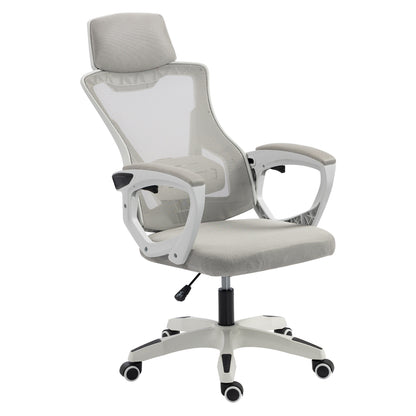OFFICE CHAIR SALAS HM1223.02 P.P. IN WHITE--MESH FABRIC IN LIGHT GREY 60x60x118-128Hcm.