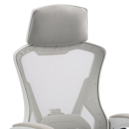 OFFICE CHAIR SALAS HM1223.02 P.P. IN WHITE--MESH FABRIC IN LIGHT GREY 60x60x118-128Hcm.