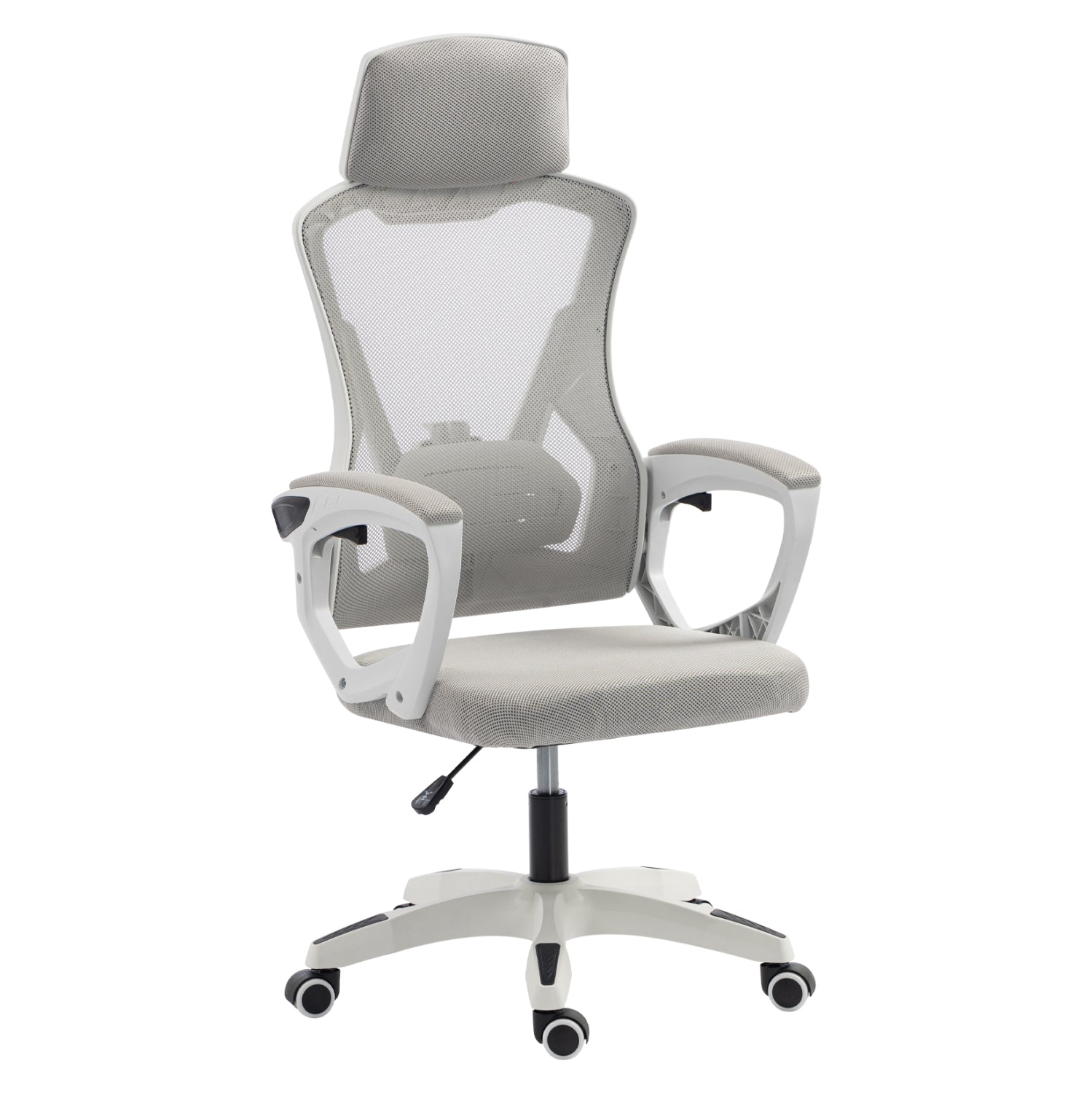 OFFICE CHAIR SALAS HM1223.02 P.P. IN WHITE--MESH FABRIC IN LIGHT GREY 60x60x118-128Hcm.