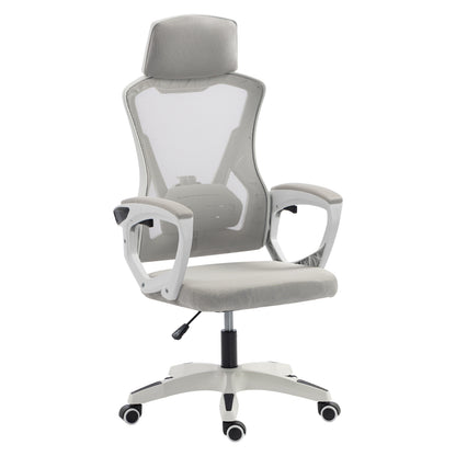 OFFICE CHAIR SALAS HM1223.02 P.P. IN WHITE--MESH FABRIC IN LIGHT GREY 60x60x118-128Hcm.