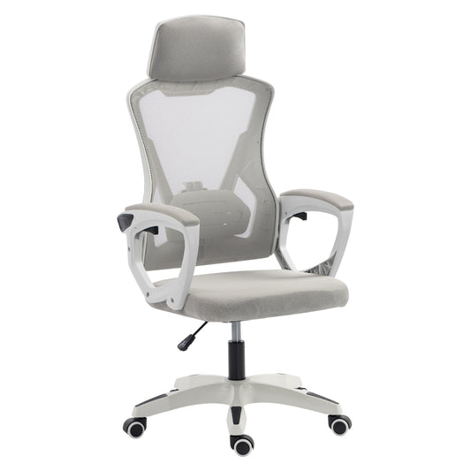 OFFICE CHAIR SALAS HM1223.02 P.P. IN WHITE--MESH FABRIC IN LIGHT GREY 60x60x118-128Hcm.