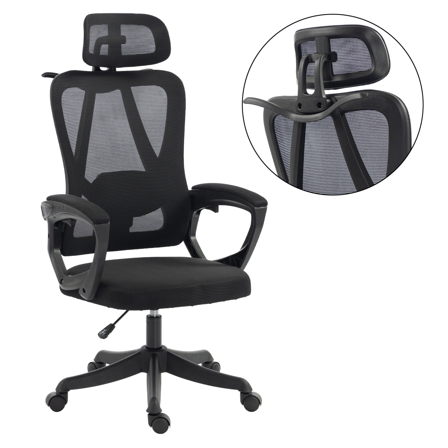 OFFICE CHAIR FRANTIC HM1224.01 BLACK MESH & POLYPROPYLENE 60x60x134Hcm.