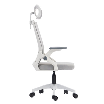 OFFICE CHAIR MATRON HM1226.02 WHITE PP--LIGHT GREY MESH FABRIC 47x47x128Hcm.