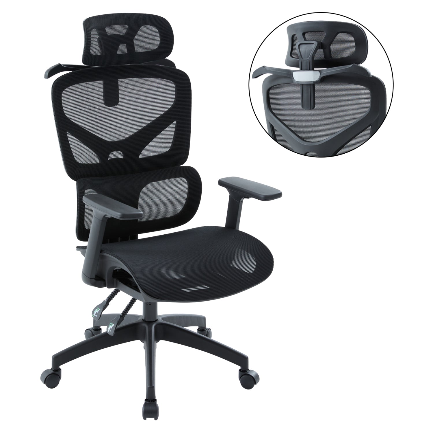 OFFICE CHAIR APEX HM1227.01 BLACK MESH FABRIC & PP 68x68x120-130Hcm.