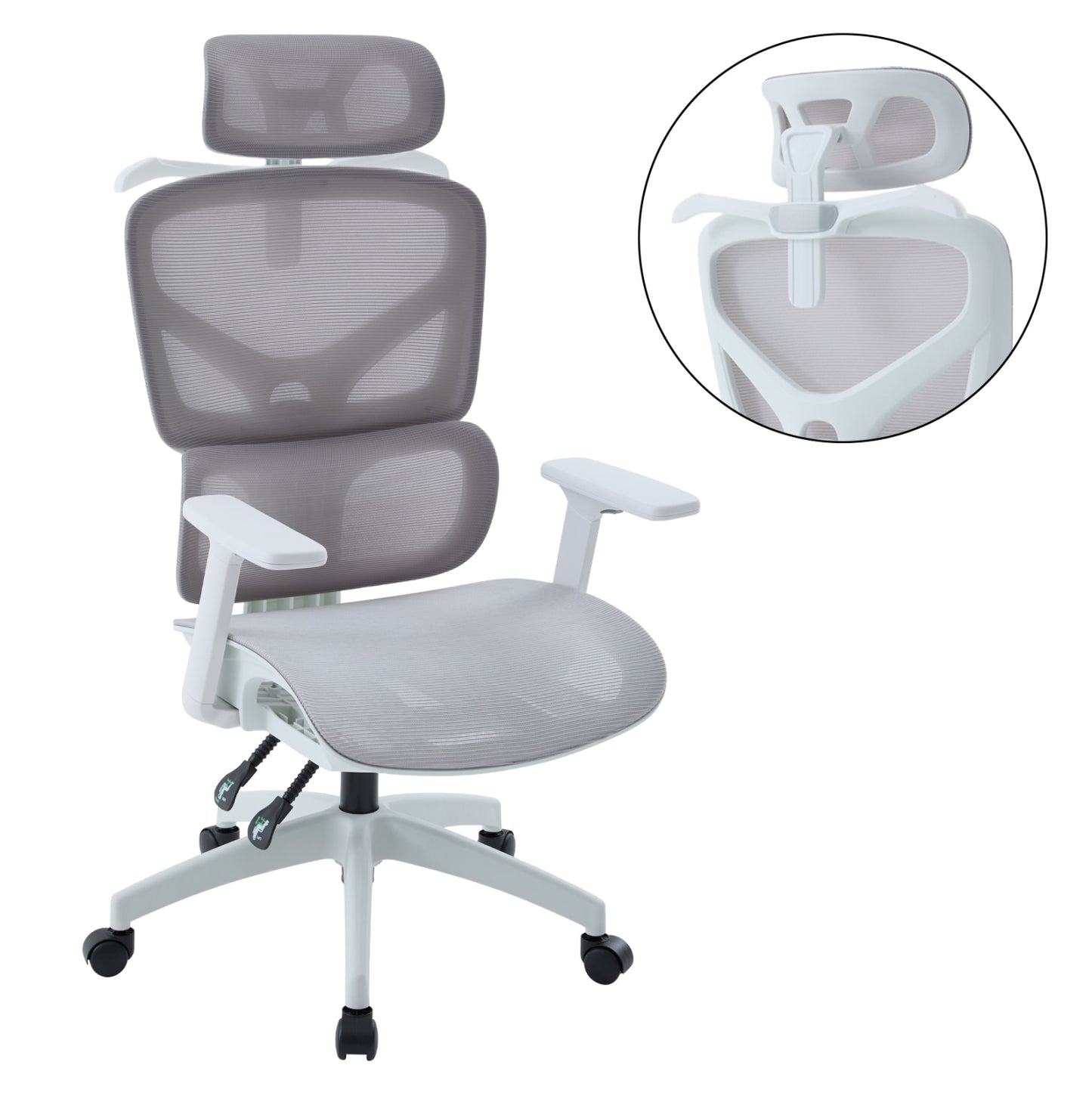 OFFICE CHAIR APEX HM1227.02 WHITE PP--LIGHT GREY MESH FABRIC 68x68x120-130Hcm.