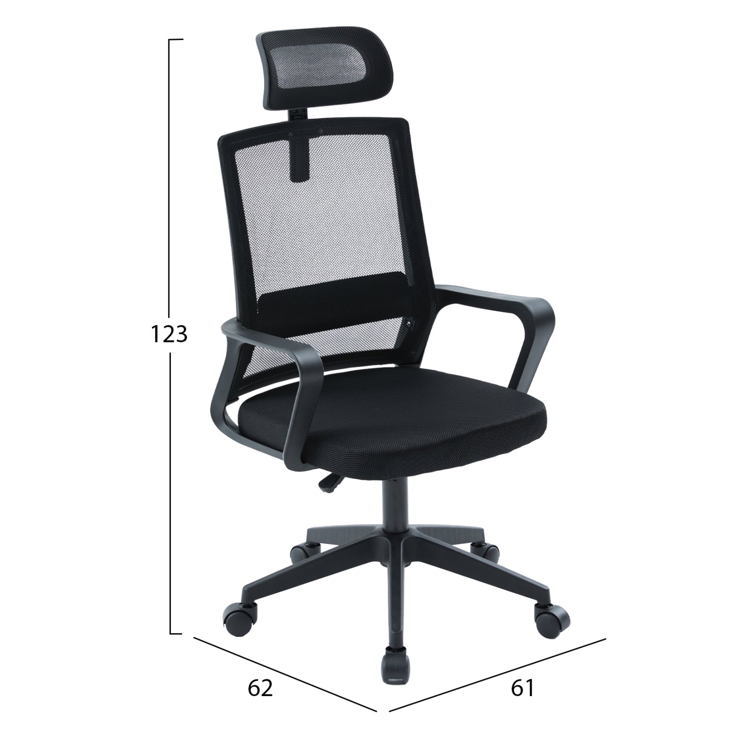 OFFICE CHAIR VELOCITY HM1229.01 BLACK PP & MESH FABRIC 61x62x123Hcm.