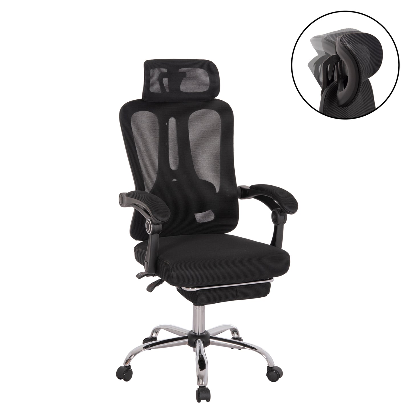 OFFICE CHAIR BARNET HM18258.01 BLACK MESH-BLACK FRAME NYLON 61x62x123Hcm.