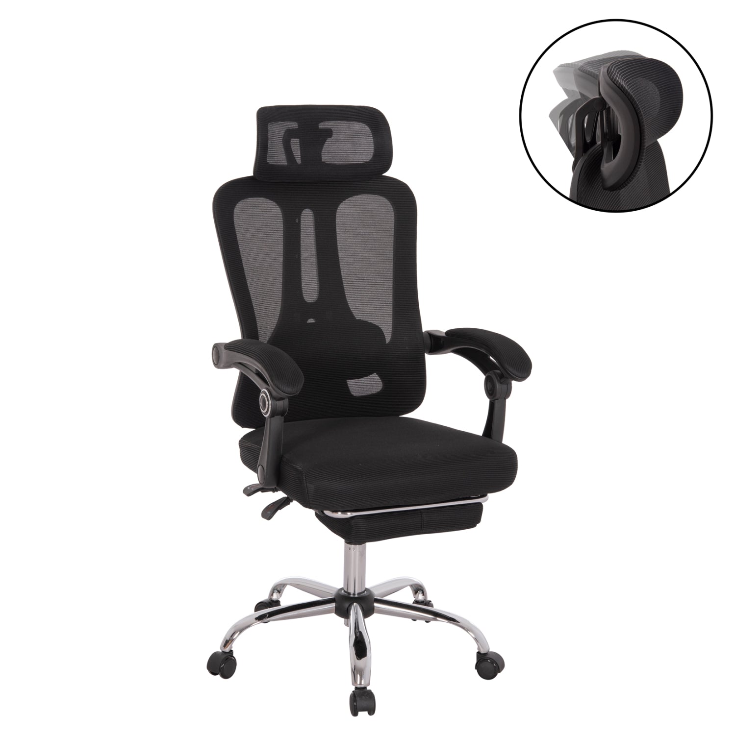 OFFICE CHAIR BARNET HM18258.01 BLACK MESH-BLACK FRAME NYLON 61x62x123Hcm.