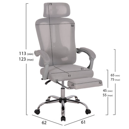 OFFICE CHAIR BARNET HM18258.02 GREY MESH-GREY FRAME NYLON 61x62x123Hcm.