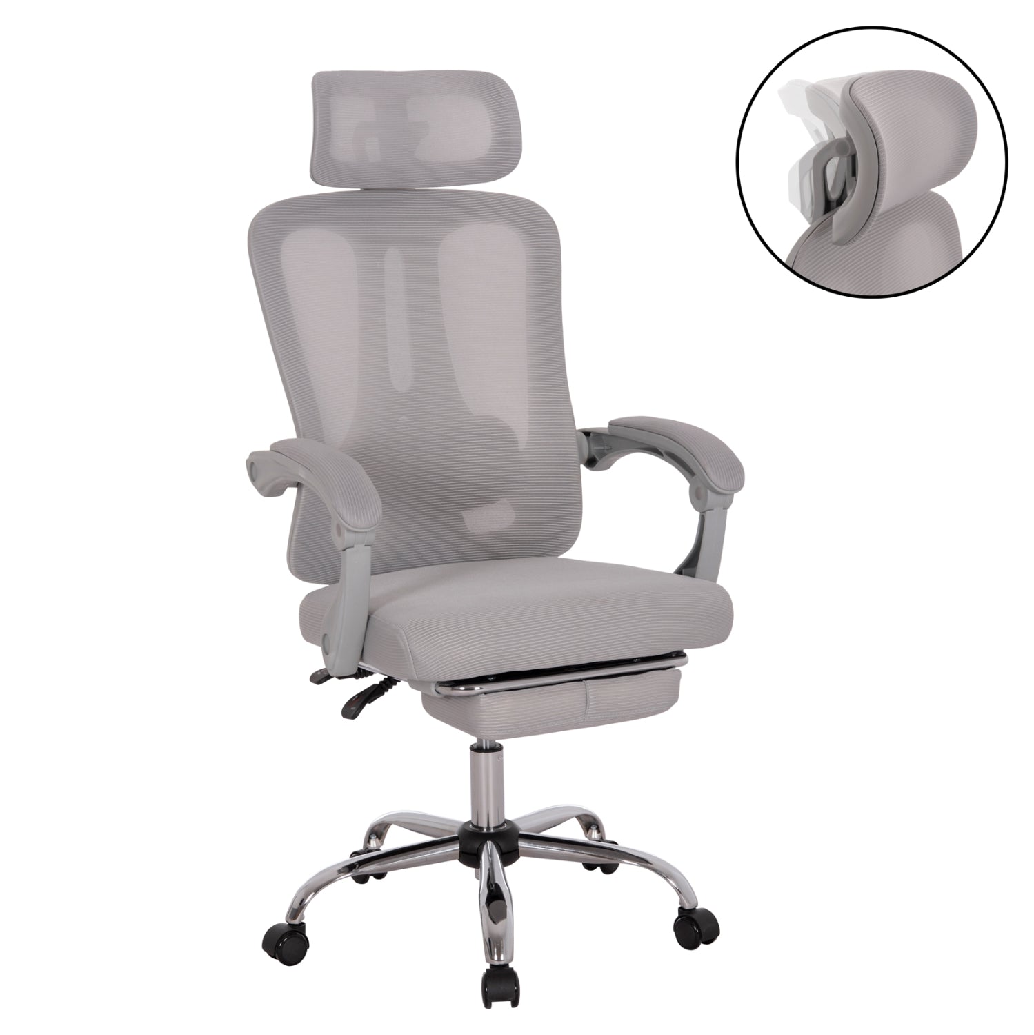 OFFICE CHAIR BARNET HM18258.02 GREY MESH-GREY FRAME NYLON 61x62x123Hcm.