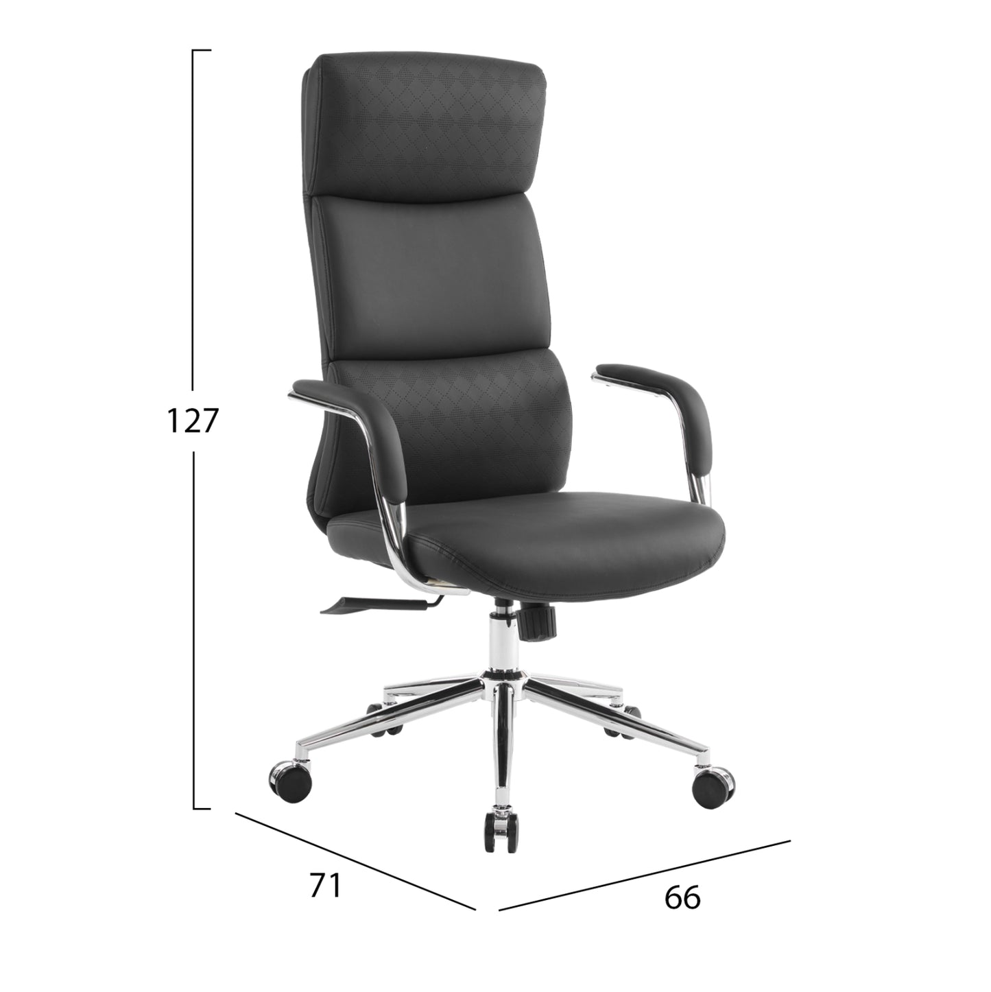 OFFICE CHAIR MEITE HM18353.01 BLACK PU LEATHER--CHROMED BASE 66x71x127Hcm.