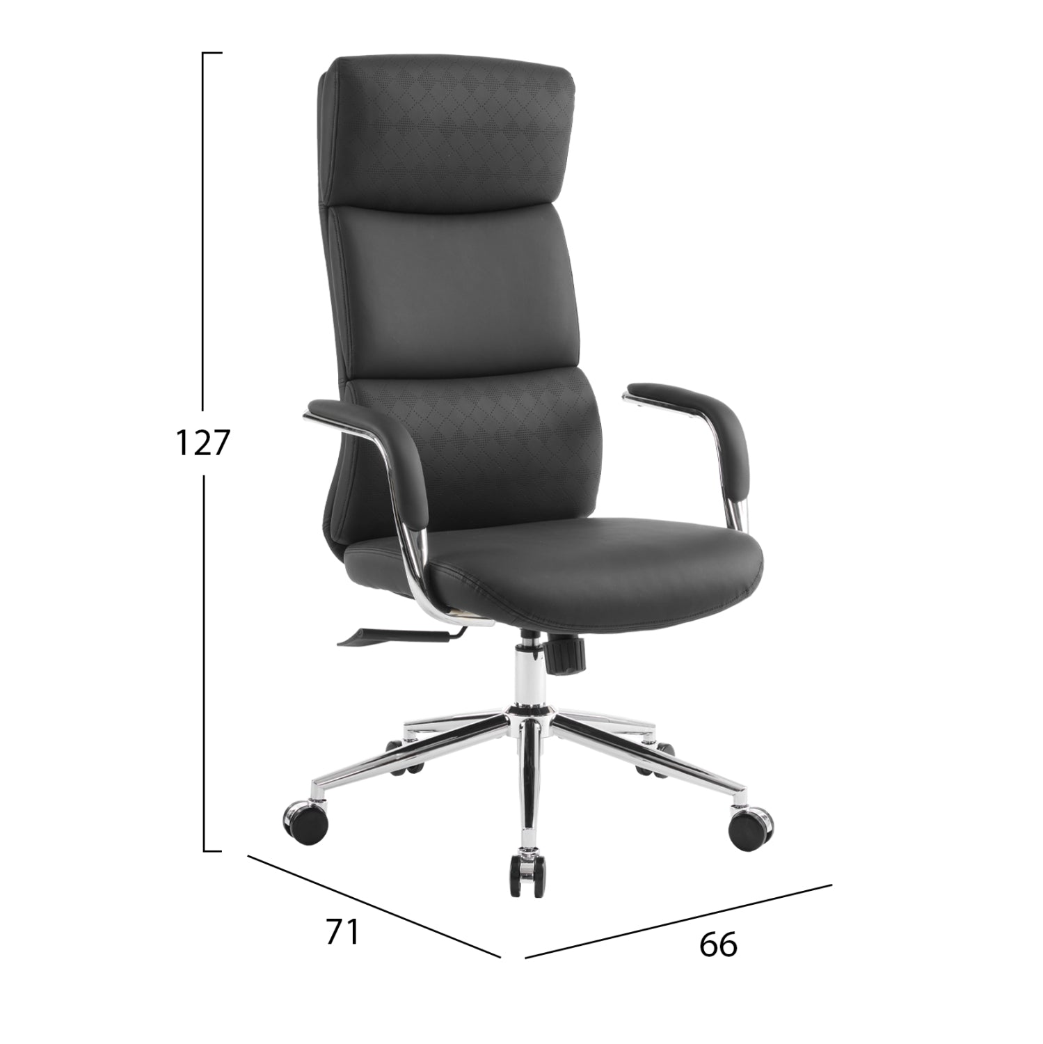 OFFICE CHAIR MEITE HM18353.01 BLACK PU LEATHER--CHROMED BASE 66x71x127Hcm.