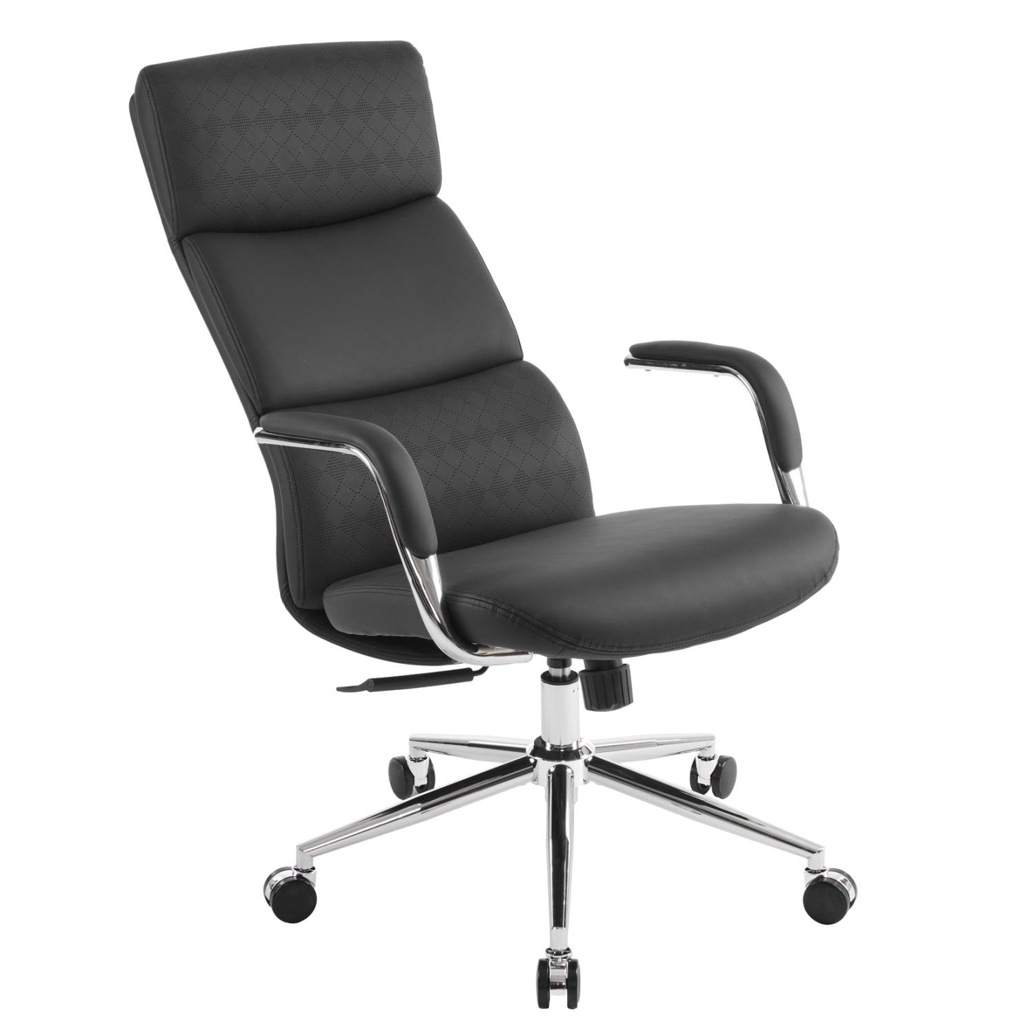 OFFICE CHAIR MEITE HM18353.01 BLACK PU LEATHER--CHROMED BASE 66x71x127Hcm.