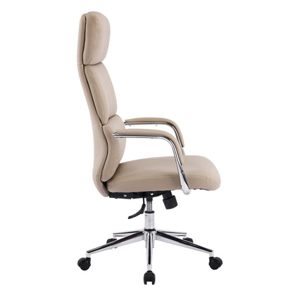 OFFICE CHAIR MEITE HM18353.02 BEIGE PU LEATHER--CHROMED BASE 66x71x127Hcm.