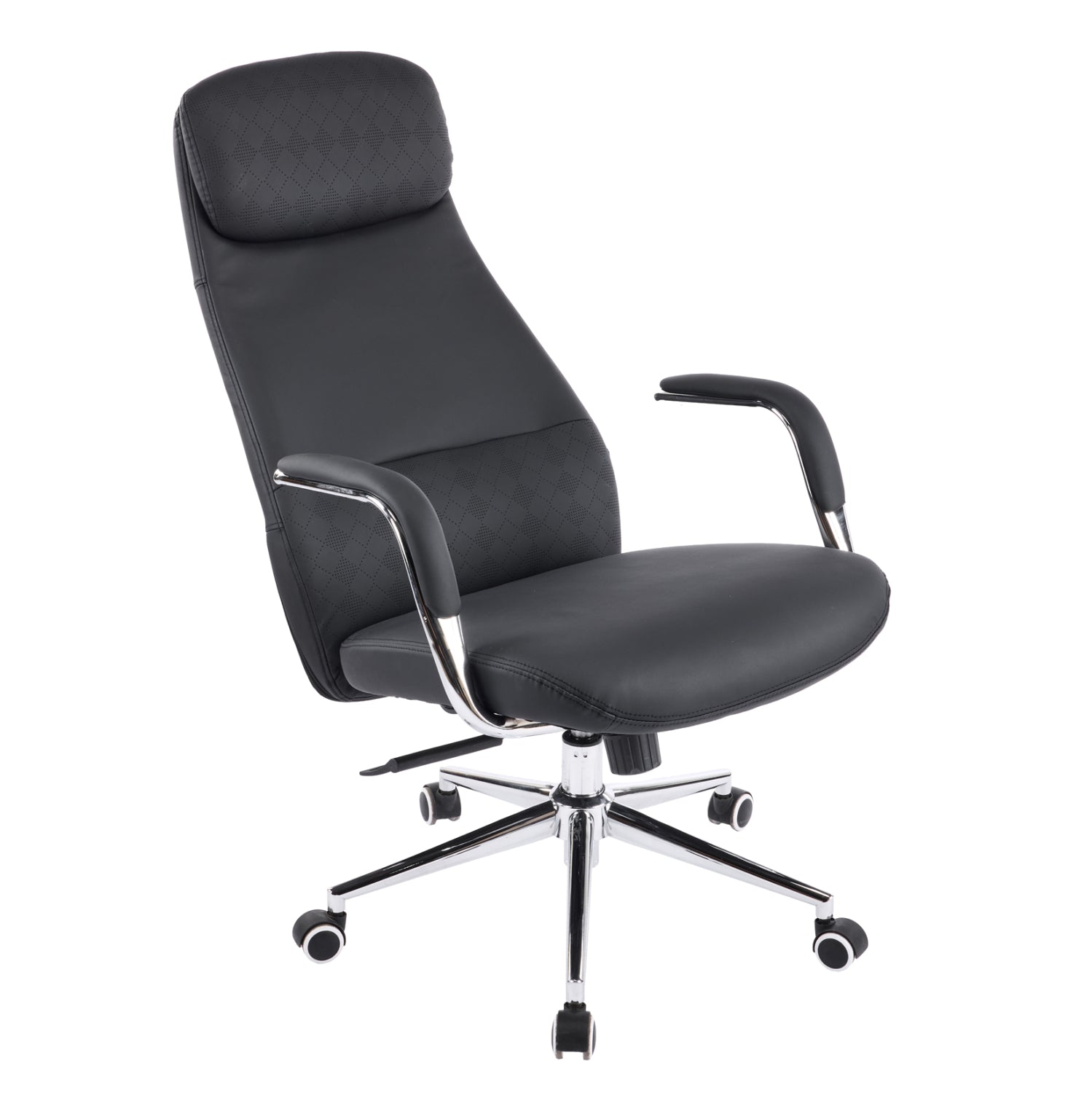 OFFICE CHAIR SONTY HM18354.01 BLACK PU LEATHER--CHROMED BASE 64x68x125Hcm.