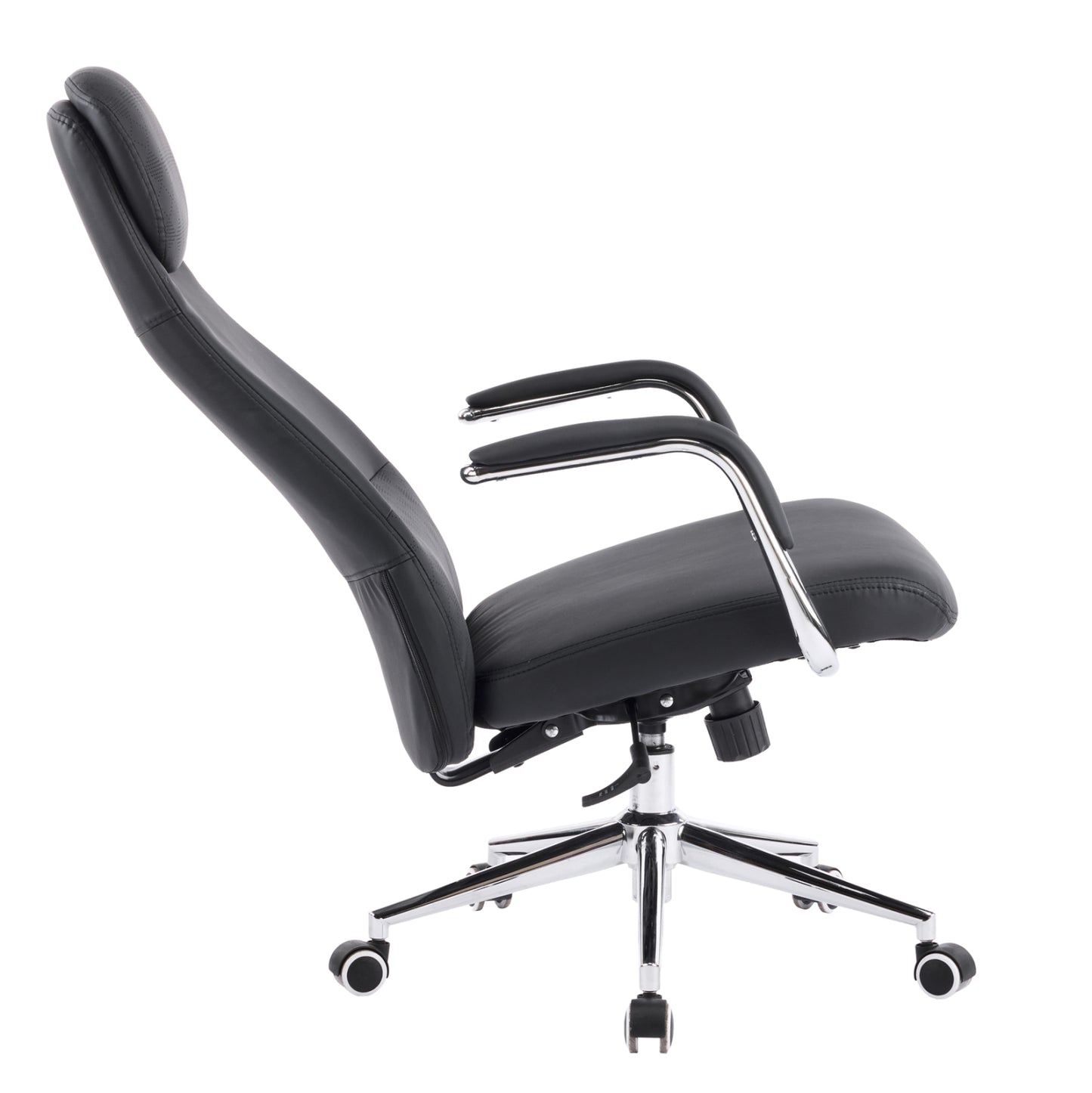 OFFICE CHAIR SONTY HM18354.01 BLACK PU LEATHER--CHROMED BASE 64x68x125Hcm.