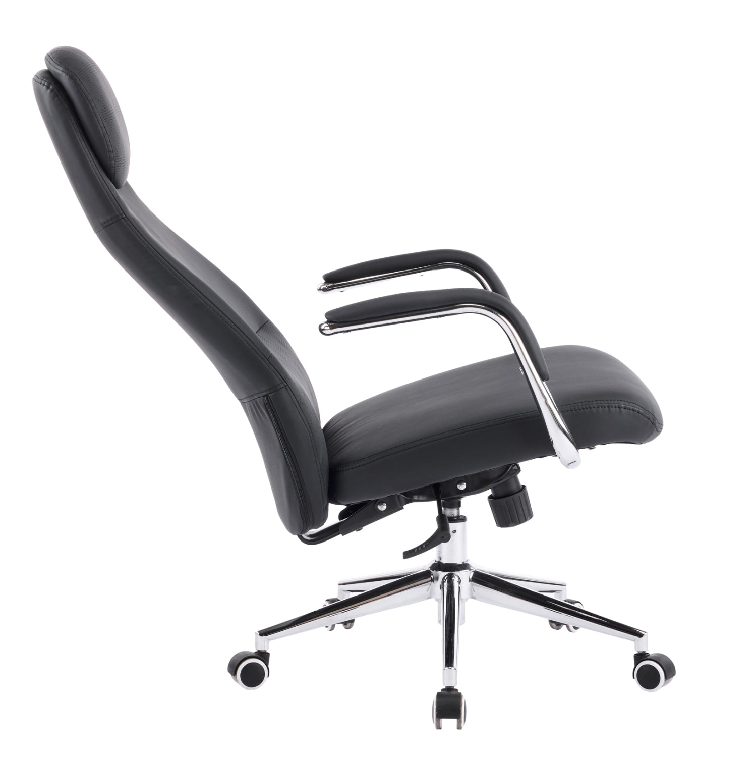 OFFICE CHAIR SONTY HM18354.01 BLACK PU LEATHER--CHROMED BASE 64x68x125Hcm.