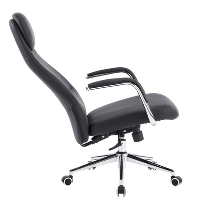 OFFICE CHAIR SONTY HM18354.01 BLACK PU LEATHER--CHROMED BASE 64x68x125Hcm.