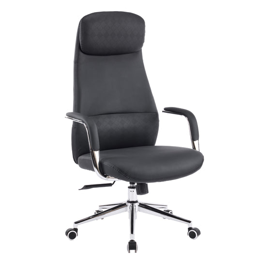OFFICE CHAIR SONTY HM18354.01 BLACK PU LEATHER--CHROMED BASE 64x68x125Hcm.