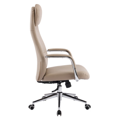 OFFICE CHAIR SONTY HM18354.02 BEIGE PU LEATHER--CHROMED BASE 64x68x125Hcm.