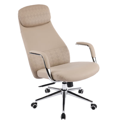 OFFICE CHAIR SONTY HM18354.02 BEIGE PU LEATHER--CHROMED BASE 64x68x125Hcm.