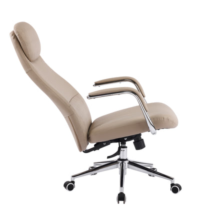 OFFICE CHAIR SONTY HM18354.02 BEIGE PU LEATHER--CHROMED BASE 64x68x125Hcm.