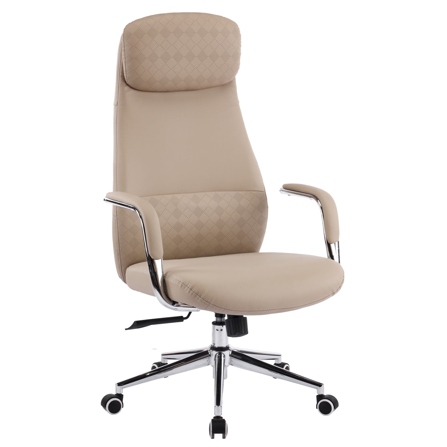OFFICE CHAIR SONTY HM18354.02 BEIGE PU LEATHER--CHROMED BASE 64x68x125Hcm.