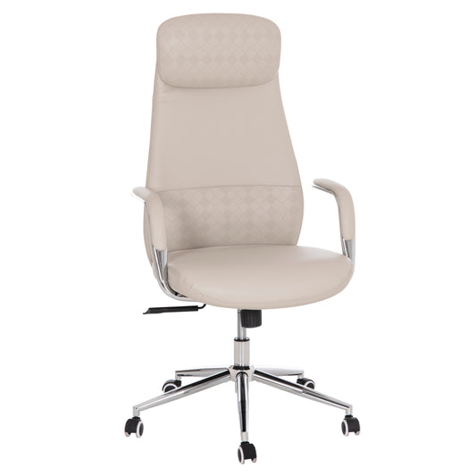 OFFICE CHAIR SONTY HM18354.10 GREY PU LEATHER--CHROMED BASE 64x68x125Hcm.