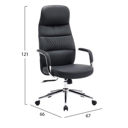 OFFICE CHAIR TEETER HM18355.01 BLACK PU LEATHER--CHROMED BASE 67x66x121Hcm.