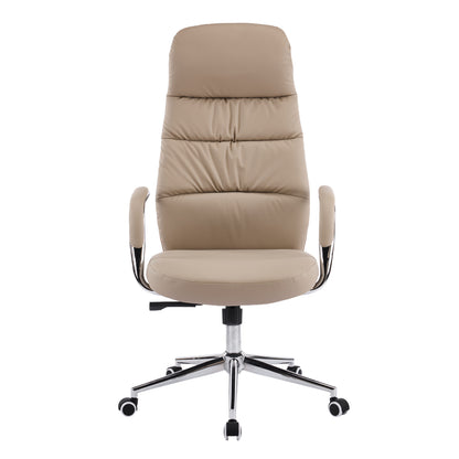 OFFICE CHAIR TEETER HM18355.02 BEIGE PU LEATHER--CHROMED BASE 67x66x121Hcm.