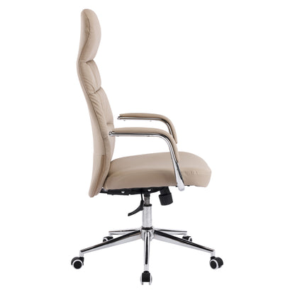 OFFICE CHAIR TEETER HM18355.02 BEIGE PU LEATHER--CHROMED BASE 67x66x121Hcm.