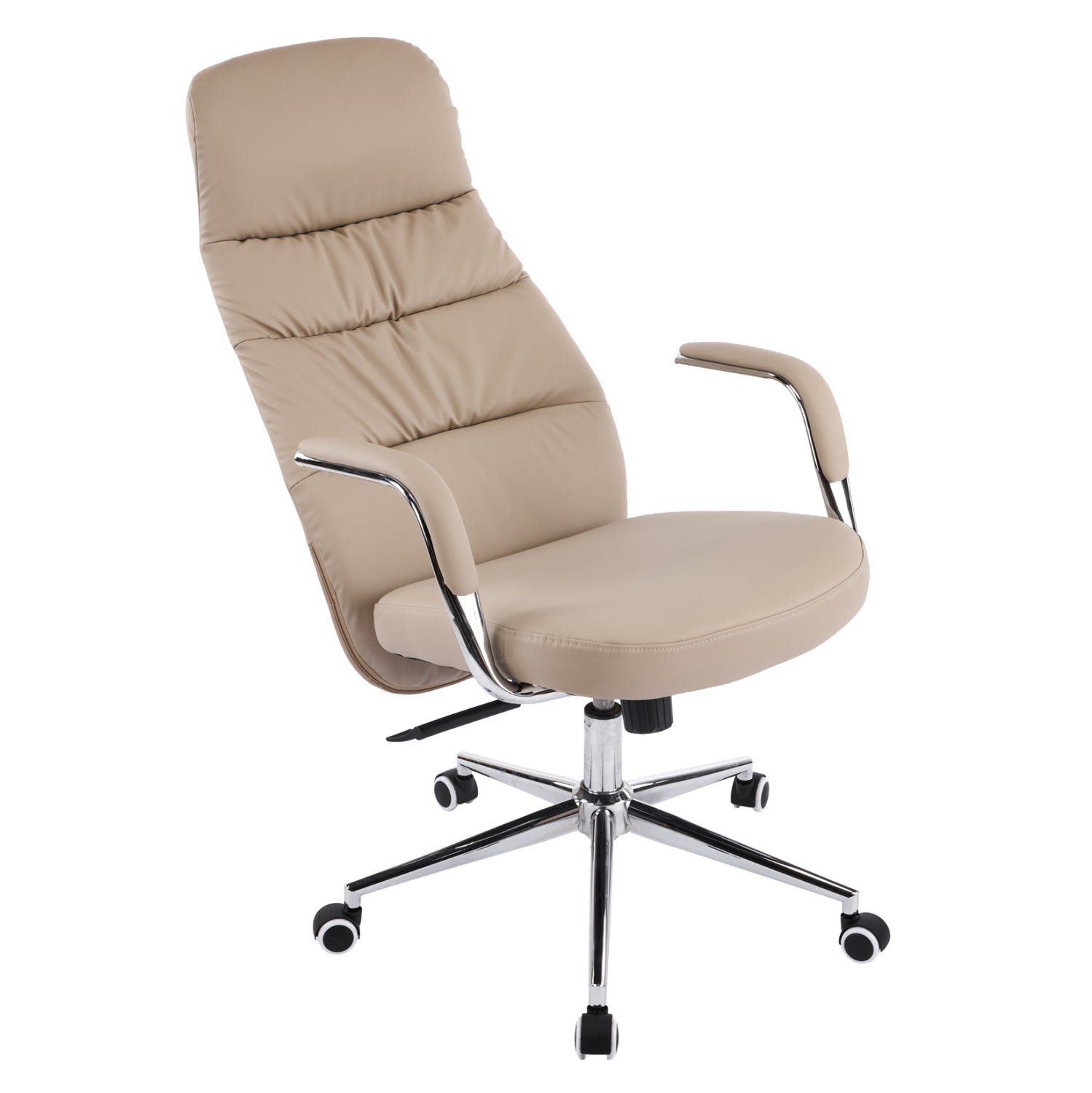OFFICE CHAIR TEETER HM18355.02 BEIGE PU LEATHER--CHROMED BASE 67x66x121Hcm.