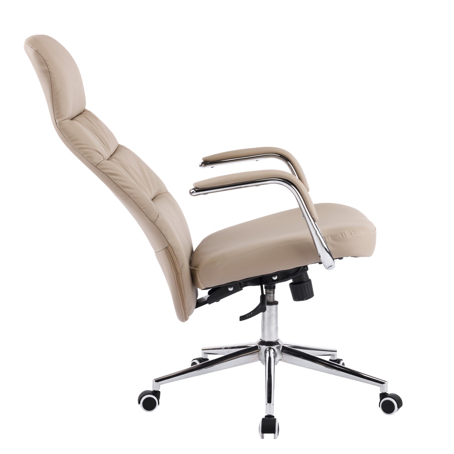 OFFICE CHAIR TEETER HM18355.02 BEIGE PU LEATHER--CHROMED BASE 67x66x121Hcm.