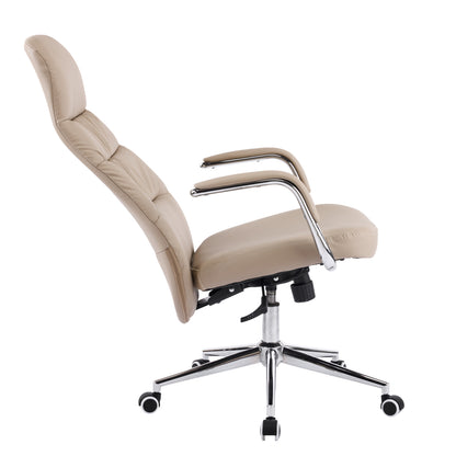 OFFICE CHAIR TEETER HM18355.02 BEIGE PU LEATHER--CHROMED BASE 67x66x121Hcm.