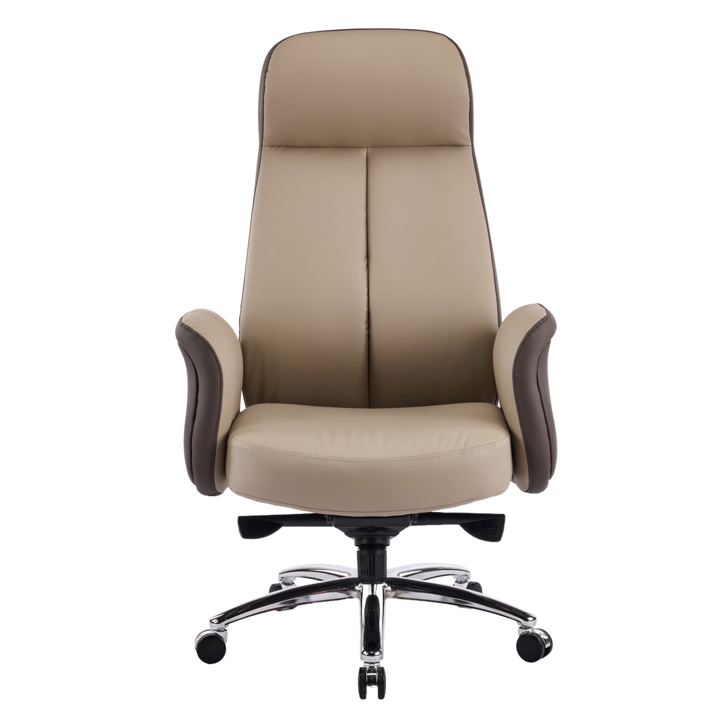 OFFICE CHAIR DRAMON HM18356.02 BEIGE-BROWN PU LEATHER--CHROMED BASE 66x70x132.5Hcm.