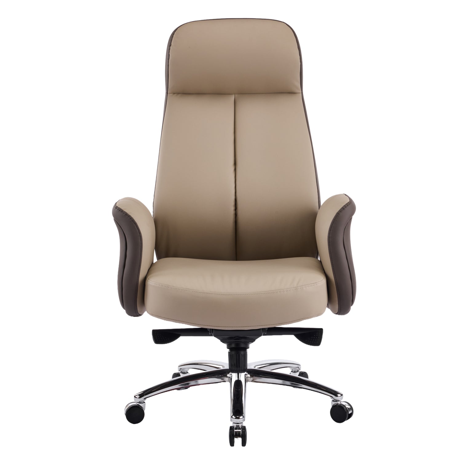 OFFICE CHAIR DRAMON HM18356.02 BEIGE-BROWN PU LEATHER--CHROMED BASE 66x70x132.5Hcm.