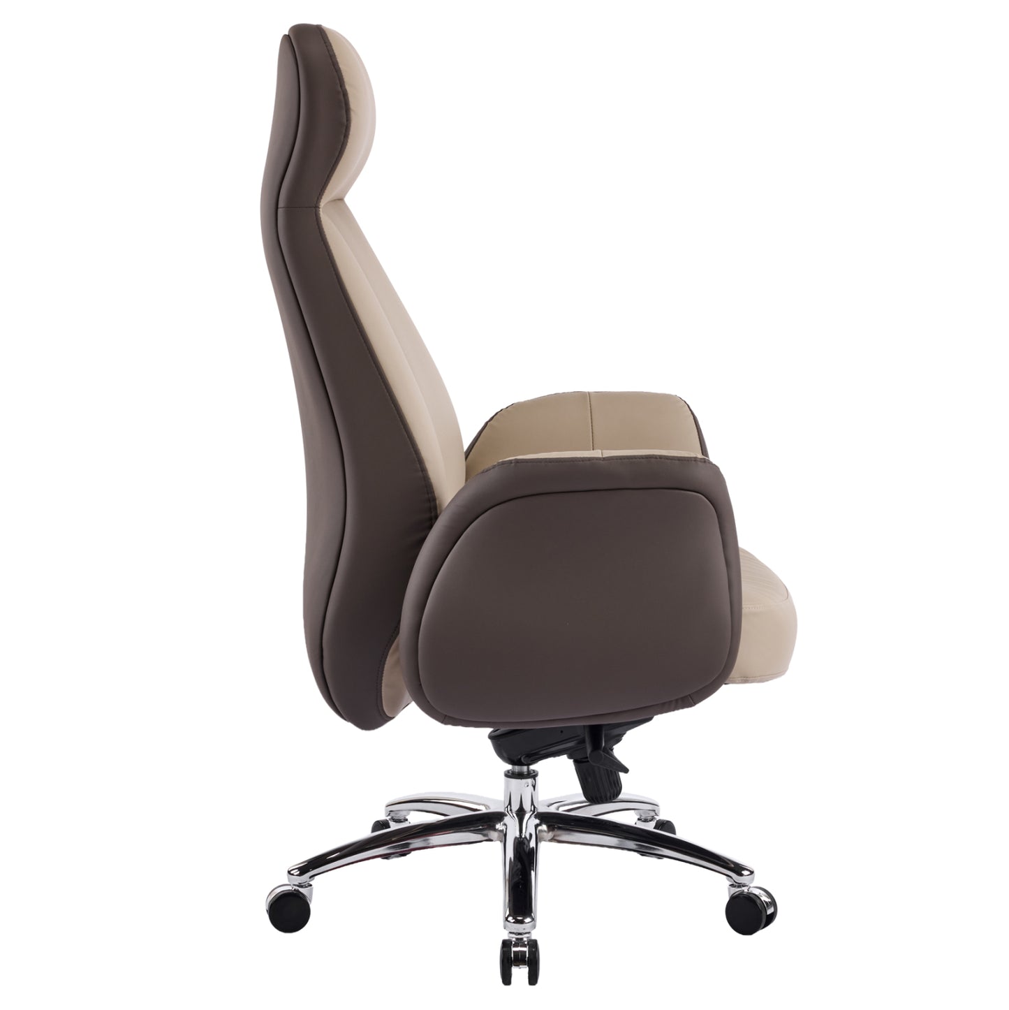 OFFICE CHAIR DRAMON HM18356.02 BEIGE-BROWN PU LEATHER--CHROMED BASE 66x70x132.5Hcm.