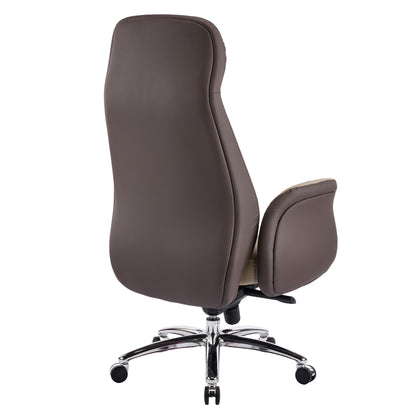 OFFICE CHAIR DRAMON HM18356.02 BEIGE-BROWN PU LEATHER--CHROMED BASE 66x70x132.5Hcm.